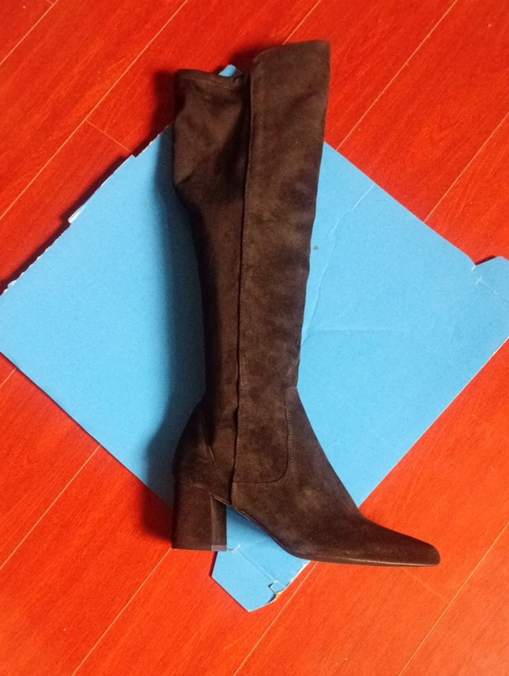 Italian Suede Knee High Boot with Ultrasuede Scuba Elastic Stretch 39 BLACK OTK
